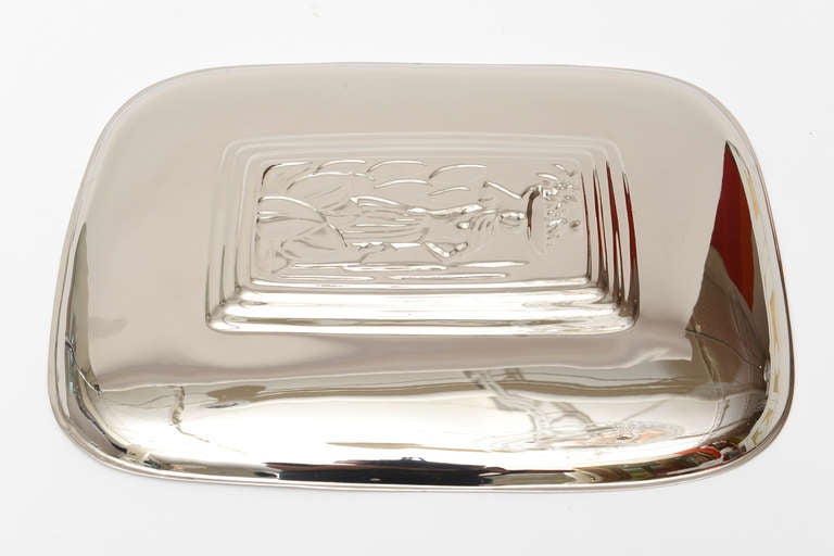 Diego Rivera Style MId Century Modern Silver Plate Tablett Barware  im Angebot 2