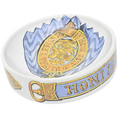 Fornasetti Hallmarked Gilded Porcelain Buckle Bowl or Dish 9