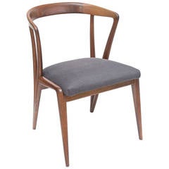 Vintage Ponti Style Sculptural  Matchbook Wood Side or Desk Chair