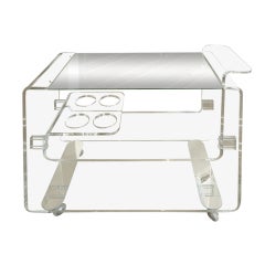 Fabulous Lucite and Mirrored Bar/ Serving Cart