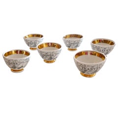 Fabulous Set of 6 Italian  Vintage Porcelain Fornasetti Bowls