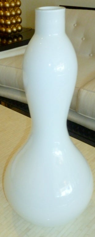 Monumental Italian Murano Raymor White Glass Bottle