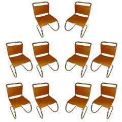 Set of 10 Mies Van Der Rohe MR Dining Chairs for Knoll
