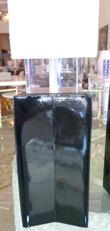 American One Black and White Plaster of Paris and Lucite Lamp