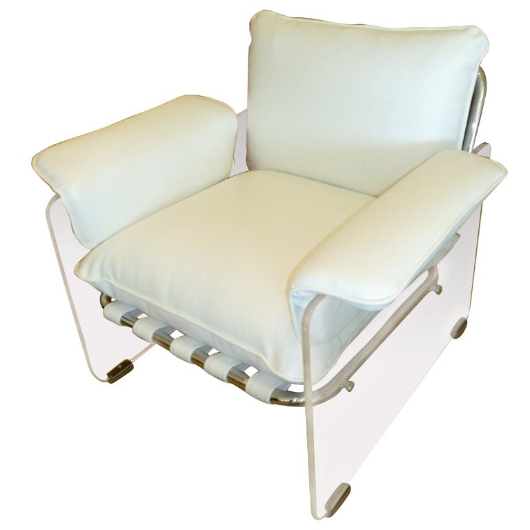 Pace Argenta Lucite and Chrome Lounge Chair