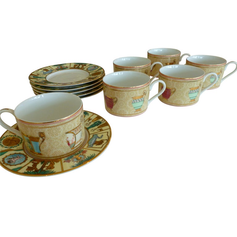 Italian Gucci Greek Mythological Porcelain Tea/Coffee Service