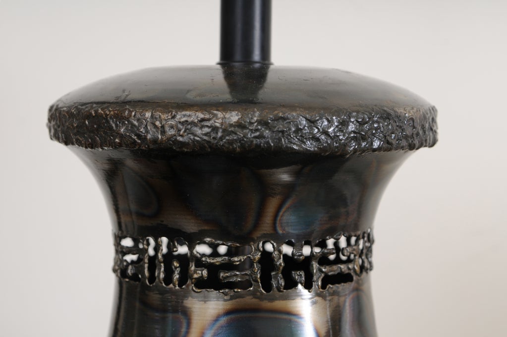 Marcello Fantoni Signed Torched Bronze Table Lamp Mid-Century Modern Italian  In Good Condition For Sale In North Miami, FL