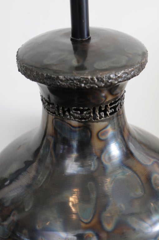 Marcello Fantoni, signierte Fackel-Tischlampe aus Bronze, Mid-Century Modern, Italien, Modern  im Zustand „Gut“ im Angebot in North Miami, FL