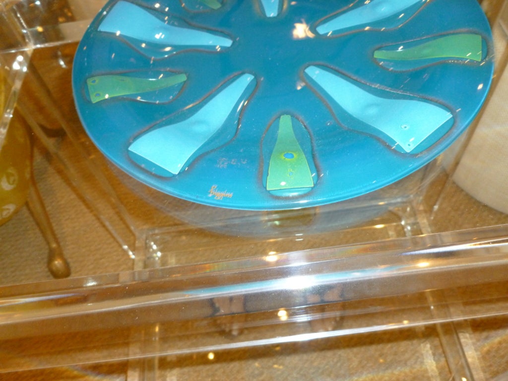 20th Century Luscious Signed Higgins Glass Charger Plate/