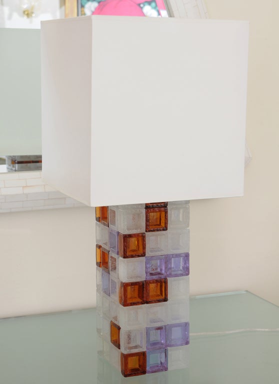 20th Century Rare and Spectacular Italian Murano Mazzega Glass Block Lamp