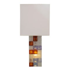 Rare and Spectacular Italian Murano Mazzega Glass Block Lamp