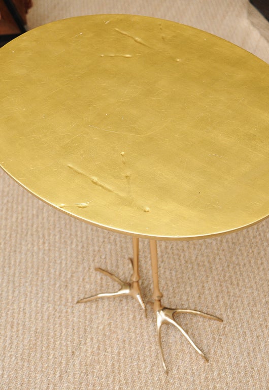gold bird side table