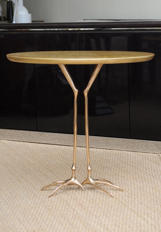 20th Century Bronze and Gold Leaf  Sculptural and Surrealist Bird Side Table