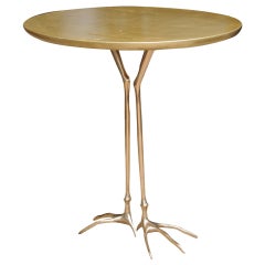 Bronze and Gold Leaf  Sculptural and Surrealist Bird Side Table