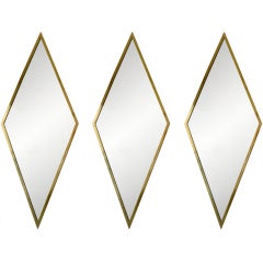 Vintage Set of Three Diamond Polished Bronze Mirrors