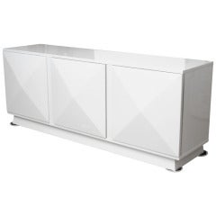 Trapezoidal Interesting White Lacquered Cabinet/ Buffet