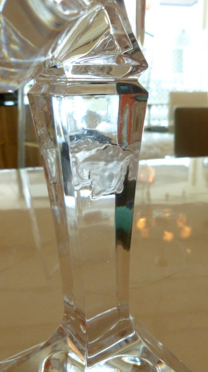 Versace Crystal Glass 3 Arm Candelabra In Excellent Condition In North Miami, FL