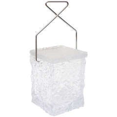 Textural And Clever "Ice Cube" Lucite Ice Bucket