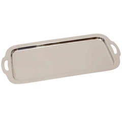 Retro Sleek Long Nickel Silver Serving Tray