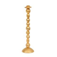 Signed French 18 Carat Gold Plated over Bronze Candlestick