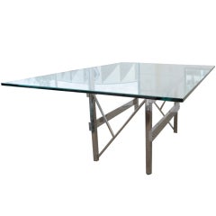 Pace Stainless and Etched Glass Degree Dining Table/Desk