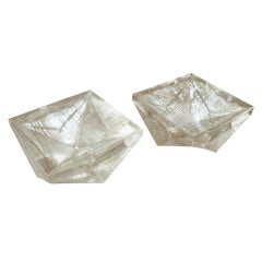 Pair of Architectural & Graphic Swedish Pukeberg Glass Bowls