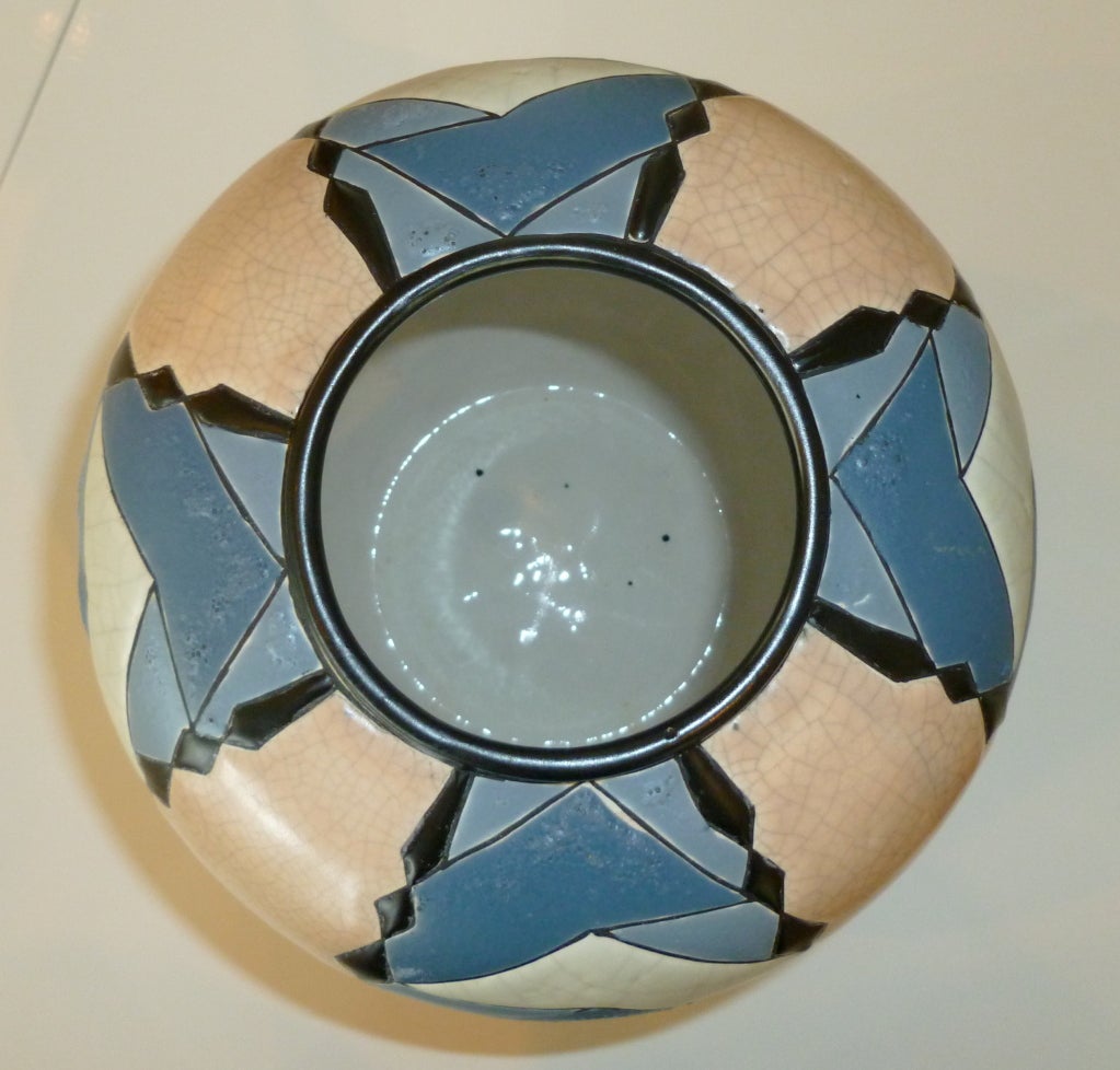 Signed Belgian Art Deco  Geometric Ceramic Vase/Vessel 1