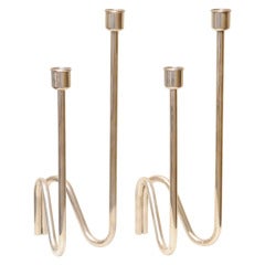 Pair of Lino Sabittini Silverplate Sculptural Candlesticks