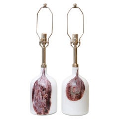 Pair of Danish Holmegaard Glass Lamps with Purple/Amethyst