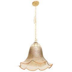 Vintage Beautiful Bell Shaped Italian Murano Glass Chandelier By Mazzega