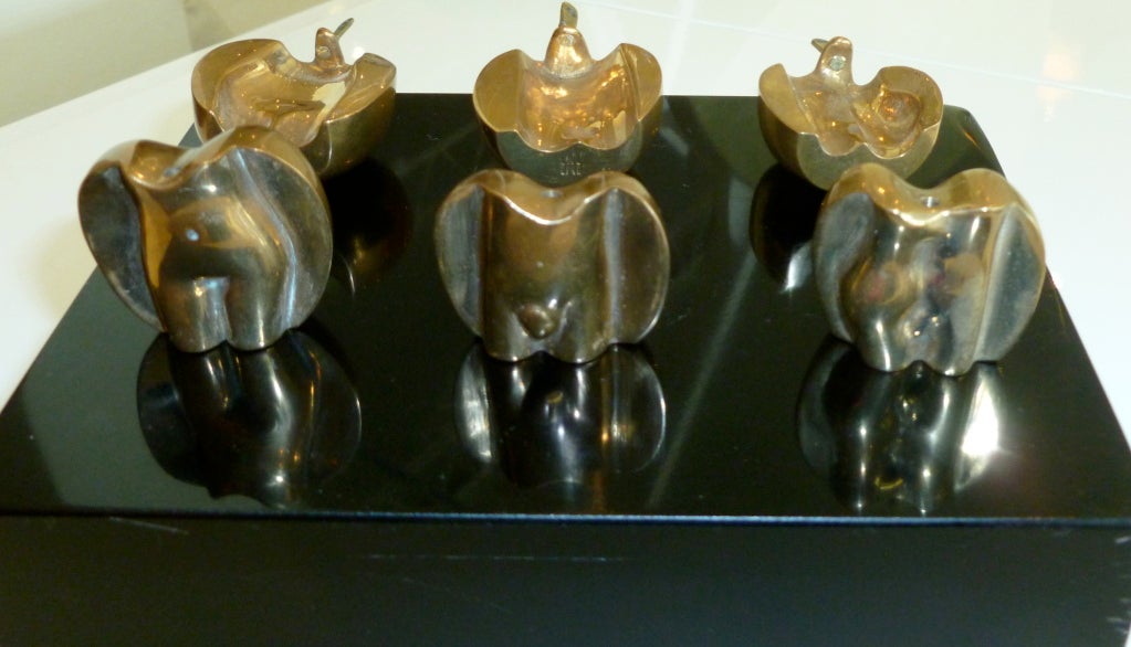 20th Century Intriguing Signed Adam And Eve Apple Torso Bronze  Sculptures