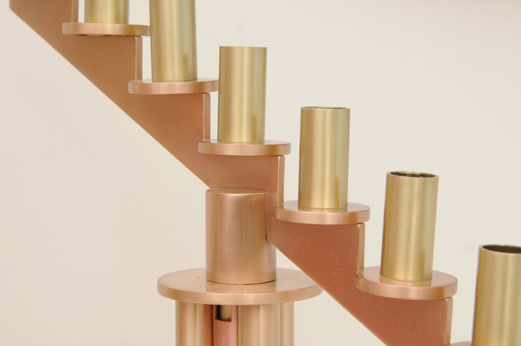 Ottone Studio A Candelieri in bronzo battuto a mano, ottone e rame Mid-Century Modern in vendita