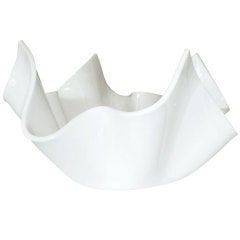 White Lucite Origami Sculptural Folded Large Bowl