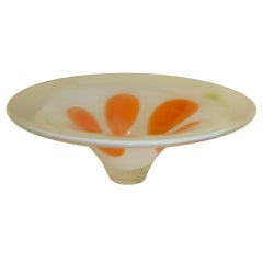 Luscious Italian Opalescent, Orange and Chartreuse Glass Bowl