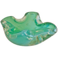 Italian Seguso Murano Heavy Sommerso Bullecante Glass Bowl