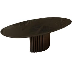 Signed Rothlisberger Ebonized Oval Sculptural and Fluted Dining Table 3