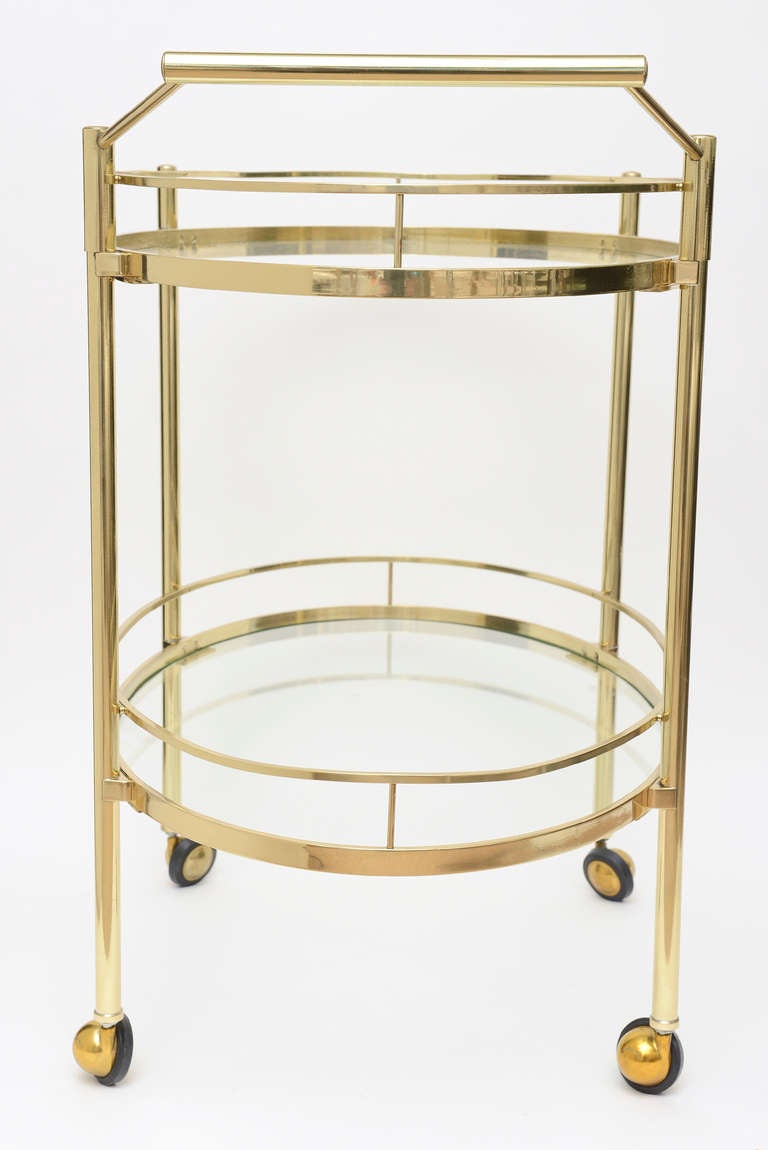 oval brass bar cart