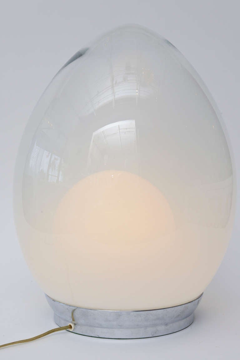 Metal Sensual Italian Murano Glass and Chrome Table Lamp 