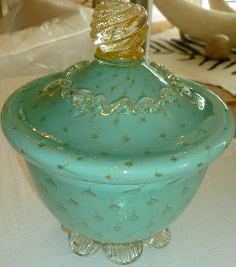 Beautiful Barovier e Toso Italian Murano Glass Covered Bowl / SATURDAY SALE 3