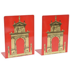 Pair of Fornasetti Roman Classical "Porta" Metal Bookends 9