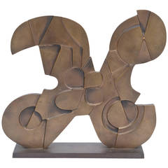 Signed Italian Consagra Abstract, Modernist and Cubist Bronze Sculpture 9
