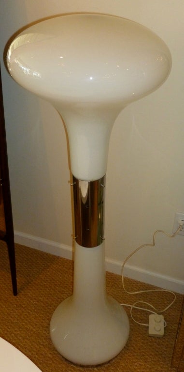 Italian Carlo Nason Murano Glass & Stainless Steel Sculptural Floor Lamp /SALE In Excellent Condition In North Miami, FL