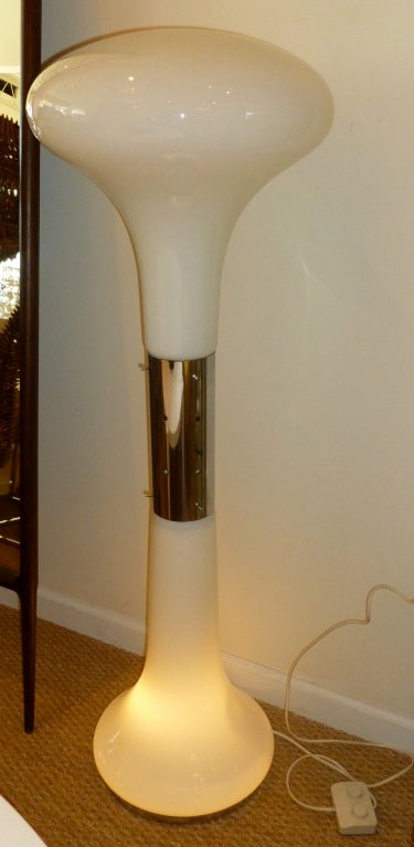 20th Century Italian Carlo Nason Murano Glass & Stainless Steel Sculptural Floor Lamp /SALE
