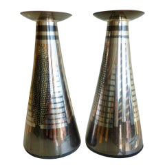 Pair of Rosenthal Netter Sculptural Mixed Metal Candlesticks