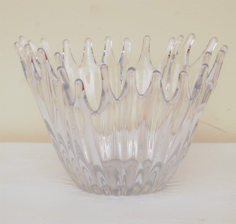 Sculptural Crystal Crown  Jewel Glass Bowl