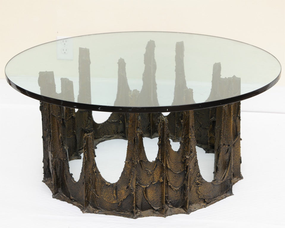 Signed Paul Evans Stalagmite Sculpted Bronze Cocktail Table
