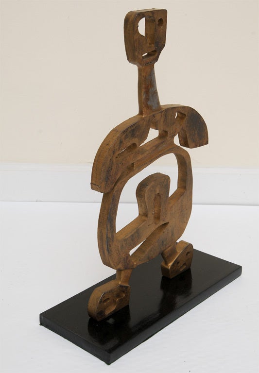Signed Mathias Goeritz Gilded Iron and Steel Cubist Sculpture 1