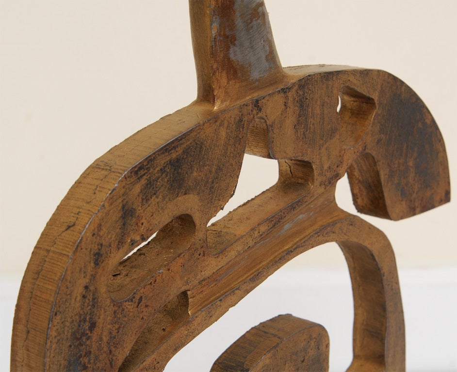 Signed Mathias Goeritz Gilded Iron and Steel Cubist Sculpture 2