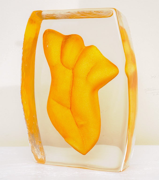 Great Swedish Signed Nude Glass Male/Female Torso Sculpture