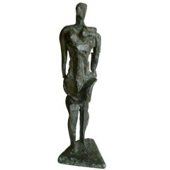 Signed Powerful Period Bronze Figurative Sculpture